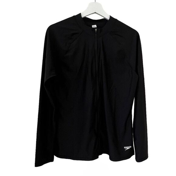 Speedo Black Zip Power Flex Eco Warm Up Jacket Size Large - Picture 7 of 7